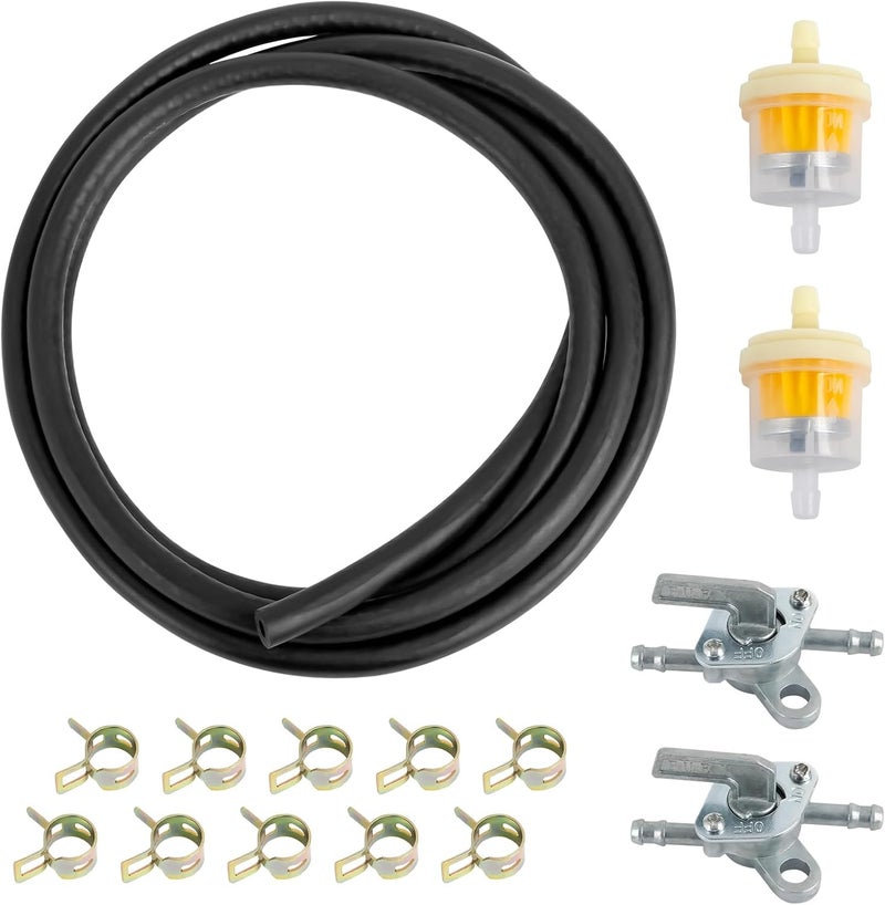 wyevee 3/16 inch- 2m/ 6 Feet Gas Fuel Line Hose with 10 Clamps, 2 Fuel Valves and 2 Filters Kit, Suitable for ATVs Dirt Bikes Mini Bikes Go-Karts and most Small Engines - Image 1
